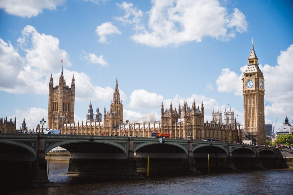 London skyline with the Houses of Parliament and River Thames