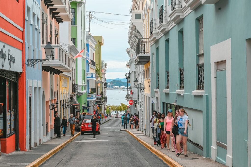 Colorful historic street in Old San Juan, Puerto Rico